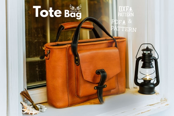 PDF & DXF Leather Tote Bag Pattern -  Leather Template - Leather Pattern - Tote bag Pattern - Leather Pattern PDF