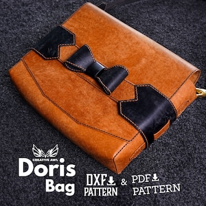 Wzór na torbę kurierską Doris w formacie PDF i DXF - Wzór na skórę - Wzór na torbę skórzaną - Szablon na skórę - Wzór w formacie PDF