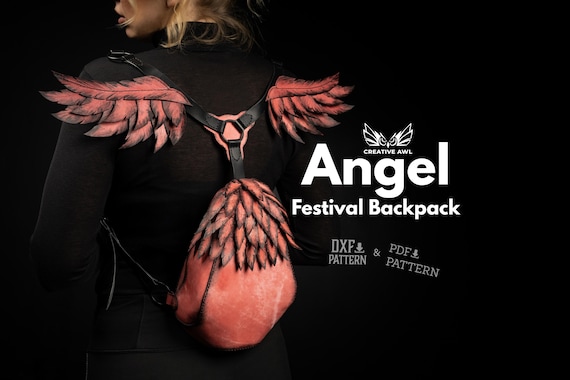 PDF & DXF Leather Festival Angel Backpack Pattern - Leather Backpack Template - Leather Bag pattern - Leather Pattern - Pattern pdf