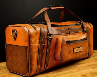 Leather Duffle Bag - Leather Weekender Bag