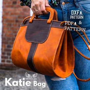 PDF & DXF Leather Katie Bag pattern - Leather Bag Pattern - Leather Template - Leather PDF Pattern - Leather Bag Template
