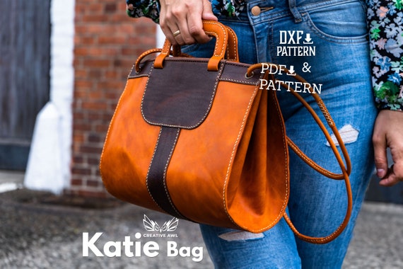 PDF & DXF Leather Katie Bag pattern - Leather Bag Pattern - Leather Template - Leather PDF Pattern - Leather Bag Template
