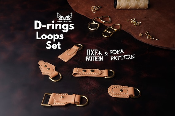 PDF & DXF Leather D-rings Loops / Key fobs Set PDF Pattern