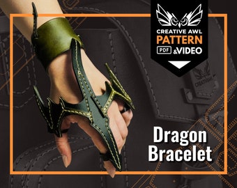 Dragon Bracelet Pattern - Leather Bracelet Pattern - Leather Pattern - Leather Wrist - Leather Patterns - Leather Pdf Template -