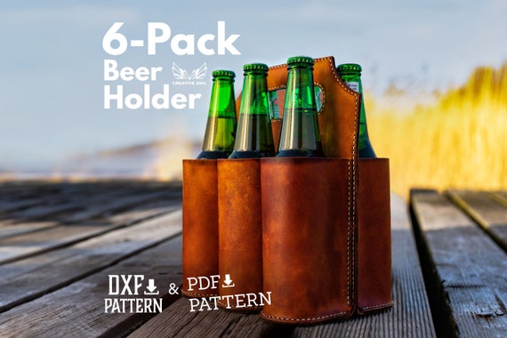 PDF & DXF Leather Beer Bottle Holder Pattern - Leather 6-pack holer - Leather Water holder Template - PDF Pattern