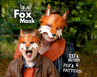 Fuchs Maske Lederanleitung, DIY Halloween Kostüm (PDF & DXF)