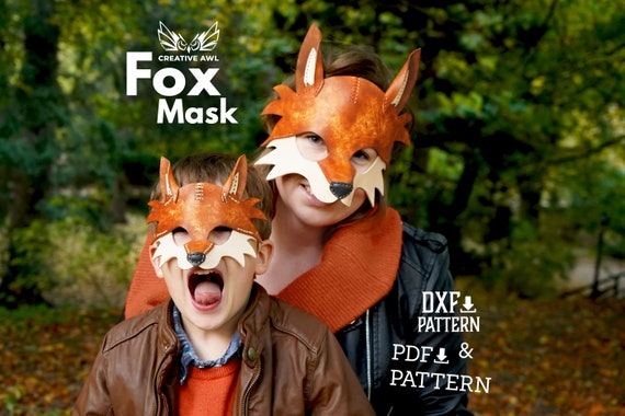 PDF & DXF Leather Fox Mask Pattern, 3 sizes, Leather Mask pattern, Leather Halloween Pattern, Leather Patterns, Leather Pdf Template