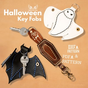 PDF & DXF Leather Halloween Key Fobs Patterns Set