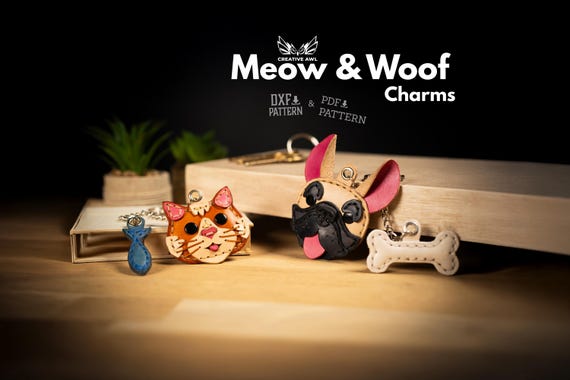 PDF & DXF Leather Meow and Woof Charms