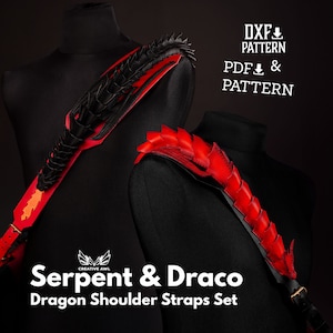 PDF & DXF Leather Dragon Straps PDF Pattern Set