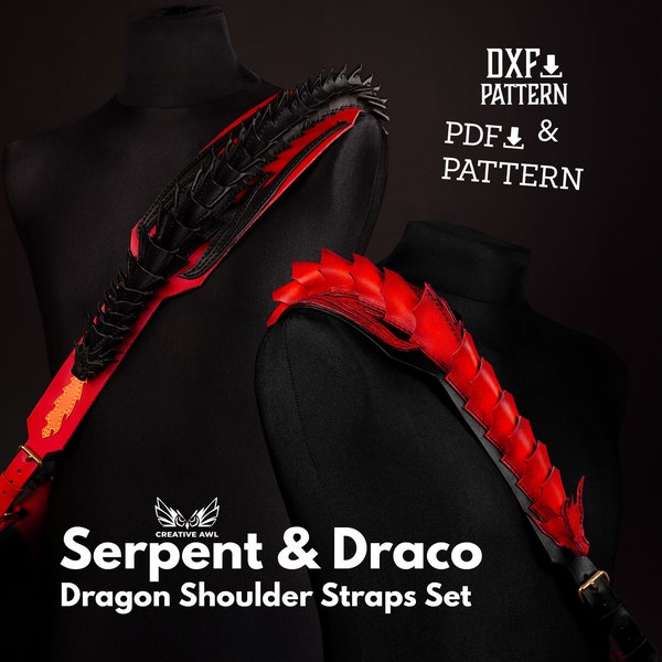 PDF & DXF Leather Dragon Straps PDF Pattern Set