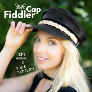 PDF & DXF Leather Fiddler Cap Pattern - Leather Cap pattern - Leather Pattern - Hat Template - Leather Patterns - Leather Pdf Template