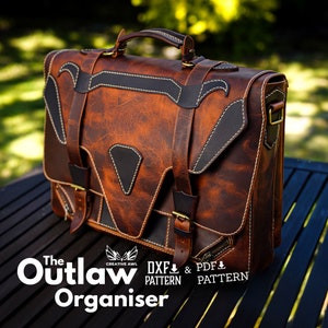 PDF & DXF Outlaw Briefcase Pattern - Leather shoulder Bag pattern - Leather Pdf Template - Leather Pattern - Messenger Bag