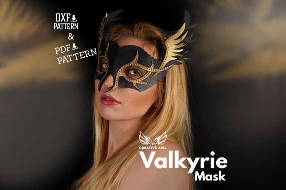 PDF & DXF Leather Valkyrie Halloween Mask Pattern, Leather Halloween Mask pattern, Cosplay Pattern,  Leather Patterns, Leather Pdf Template