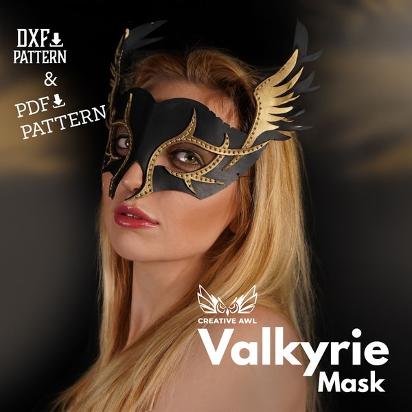 PDF & DXF Modèle de masque d’Halloween Valkyrie en cuir, modèle de masque d’Halloween en cuir, modèle de cosplay, modèles de cuir, modèle Pdf en cuir