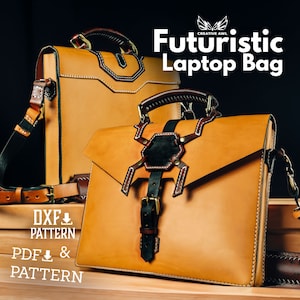Modèle de sac en cuir PDF & DXF - Modèle de sac pour ordinateur portable - Modèle en cuir - Modèle en cuir - Modèle de sac porte-documents - Cuir Pdf