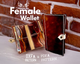 PDF & DXF Leather Female Wallet Pattern - Leather Wallet pattern - Leather Pattern - Leather Patterns - Leather Pdf Template