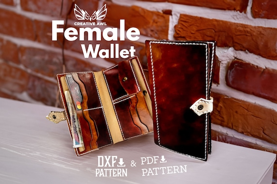 PDF & DXF Leather Female Wallet Pattern - Leather Wallet pattern - Leather Pattern - Leather Patterns - Leather Pdf Template