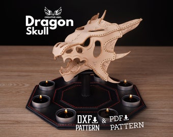 Leder Drachenschädel Muster: Kopf Vorlage (PDF & DXF)