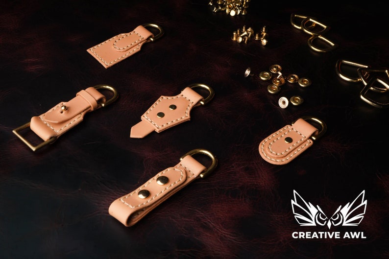 PDF & DXF Leather D-rings Loops / Key fobs Set PDF Pattern image 3