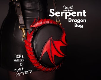 PDF & DXF Leather Serpent Dragon  Bag PDF Pattern