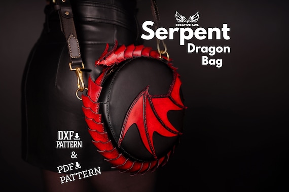 PDF & DXF Leather Serpent Dragon  Bag PDF Pattern