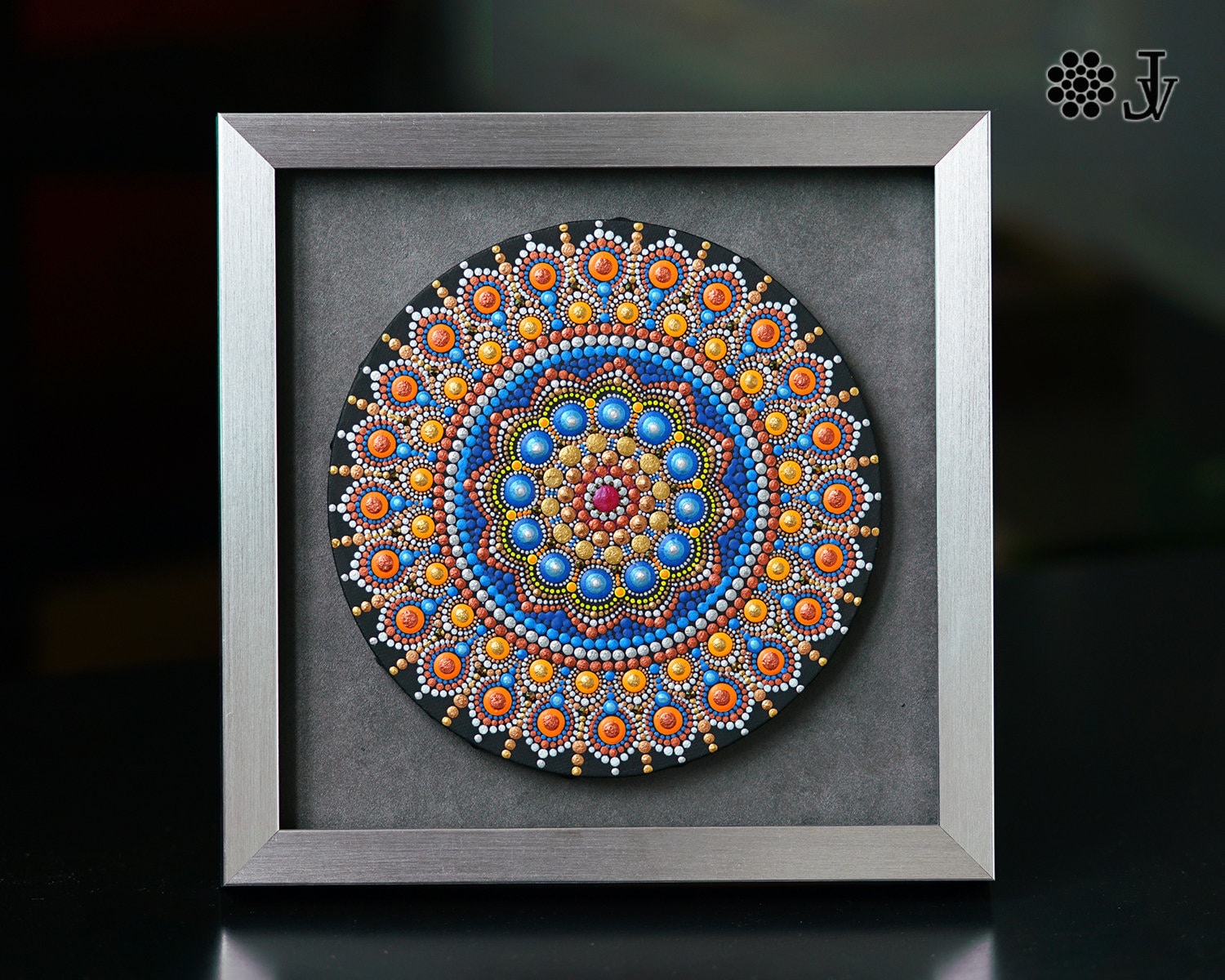 Hand Painted Mandala on Round Canvas Board 