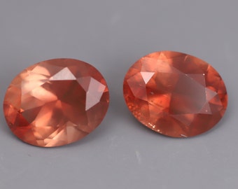 IG* 4.28ct Red Oregon Sunstone Faceted Pair 8x10 Oval