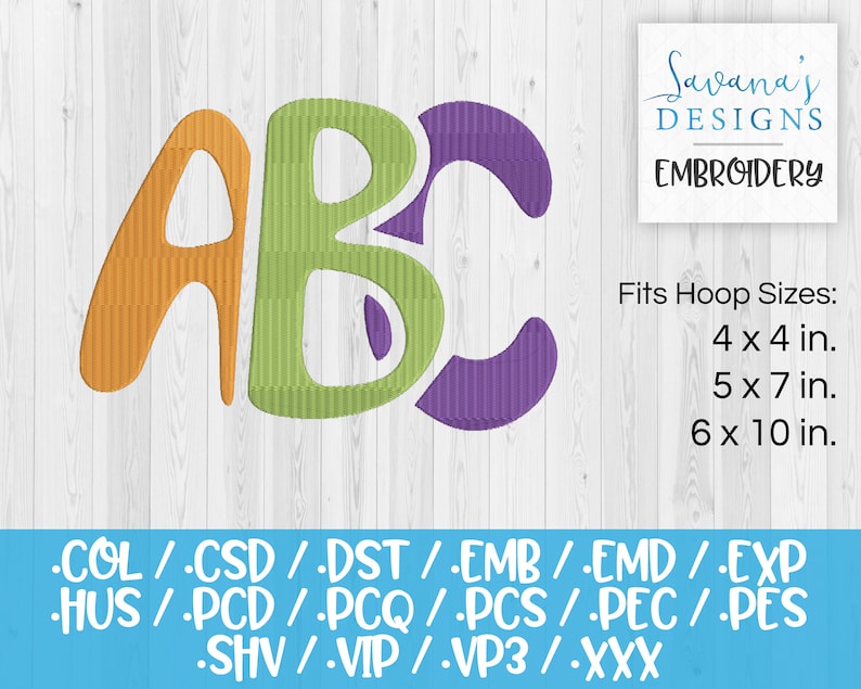 ABC Embroidery Designs Csd Machine Embroidery Nursery Embroidery Emb Files Dst Embroidery Pattern Vp3 Pes Baby Embroidery