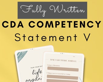 Fully Written CDA Competency V Statement + RC V Portfolio Builder Early Childhood Daycare Educator Guide