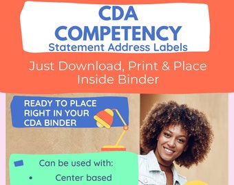 CDA Competency Statement Labels~ Neatly Typed, Pre-Written, Fully Customizable, Adult Education