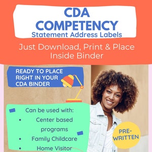 CDA Competency Statement Labels Neatly Typed, Pre-Written, Fully Customizable, Adult Education image 2