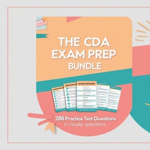 Pacchetto di preparazione all'esame CDA: test di pratica (286 domande) e schede didattiche (28 termini) - Ottieni il massimo dal tuo esame CDA!