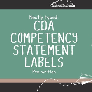 CDA Competency Statement Labels Neatly Typed, Pre-Written, Fully Customizable, Adult Education image 1