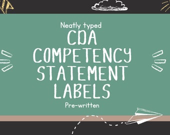 CDA Competency Statement Labels~ Neatly Typed, Pre-Written, Fully Customizable, Adult Education