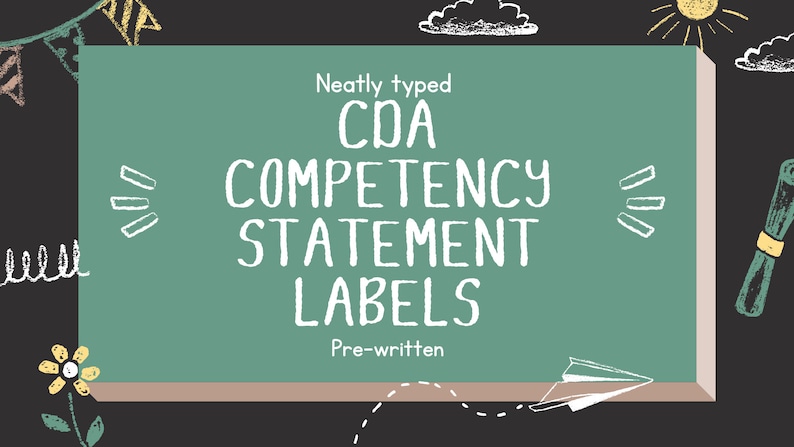 CDA Competency Statement Labels Neatly Typed, Pre-Written, Fully Customizable, Adult Education image 1