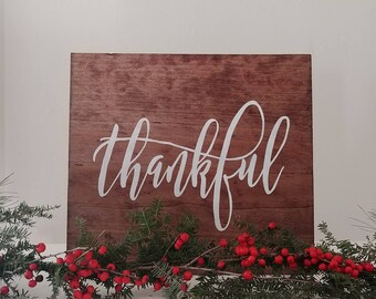 Thankful Wood Pallet Board Wall Art Farmhouse Sign Furniture 12x12