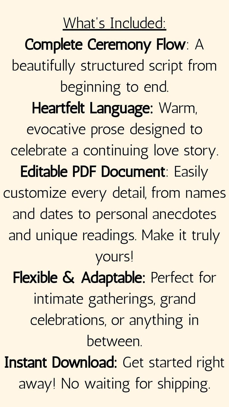 Curated visual reference: Visual Reference: Rekindle Your Love Pre Written Editable Vow Renewal Ceremony Script