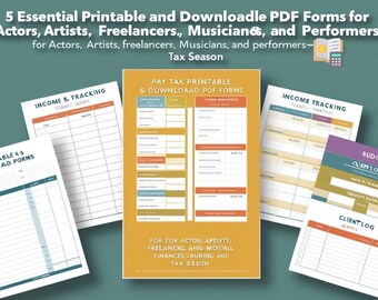 Artist's Financial Toolkit: 5 Essential Forms for Tax Season Tax Deductions PDF's & Excel Tracker Spreadsheet BUNDLE Deductible Expenses