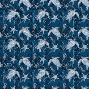 Ocean Oasis - Main Night by Riley Blake Fabric // Quilting Cotton // Cotton Woven // 100% cotton // Sea Turtle Fabric