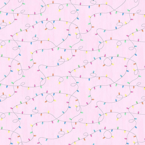 Homestead Holiday Christmas Lights by Timeless Treasures Fabric // Quilting Cotton // Cotton Woven // 100% cotton // Pink Christmas Fabric