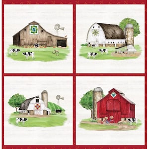 Spring Barn Quilts - 36" Panel // Riley Blake // Quilting Cotton // 100% Cotton Woven // Quilt Panel // Pillow Panel