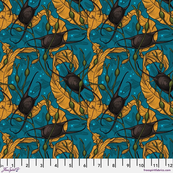 Mariana - Mermaid's Purse by Freespirit Fabrics // Quilting Cotton // Cotton Woven // 100% cotton // Deep Sea Fabric