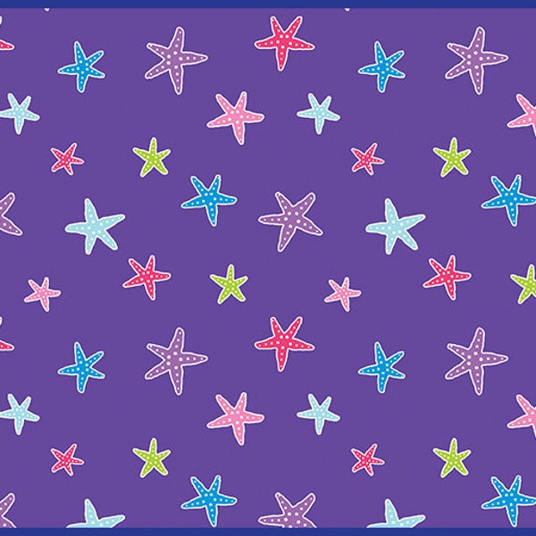 Mystical Mermaids - Magical Starfish Purple by Benartex Fabrics // Quilting Cotton // Cotton Woven // 100% cotton // Sea Stars Fabric