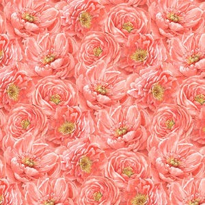 Peach Whispers - Packed Tonal Flowers Coral by Wilmington Prints // Quilting Cotton // Cotton Woven // 100% cotton // Floral Fabric