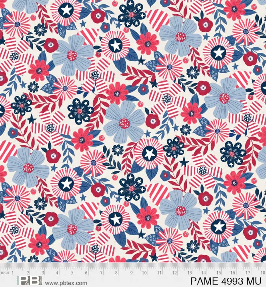 Patchwork Americana Floral by P&B Textiles // Quilting Cotton // Cotton