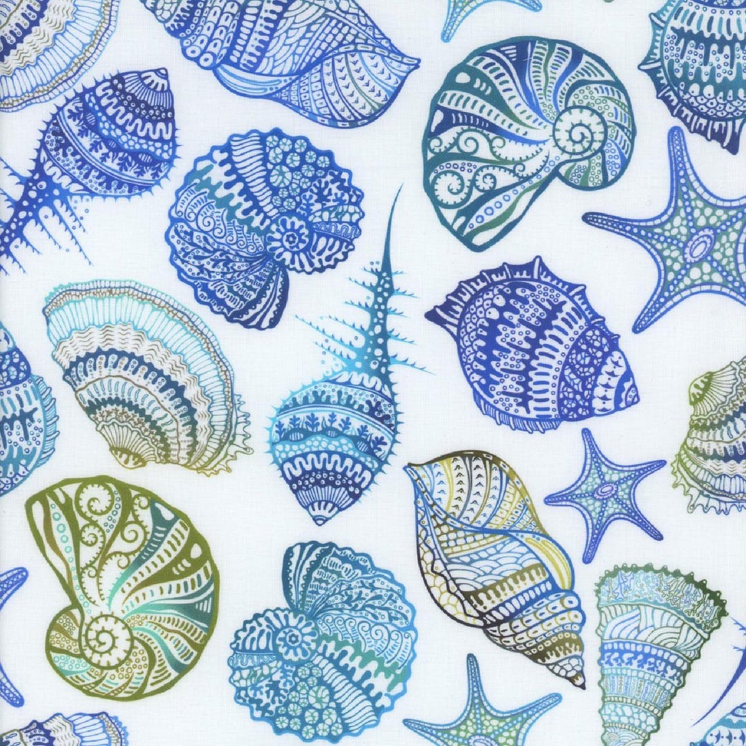 Ocean Shell Textiles Wonders of the Ocean - Shells by in the Beginning Fabrics // Quilting ...