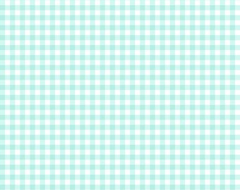 Riley Blake Quilt Fair - Aqua Gingham Fabric // Quilting Cotton // Cotton Woven // 100% cotton // Plaid Fabric