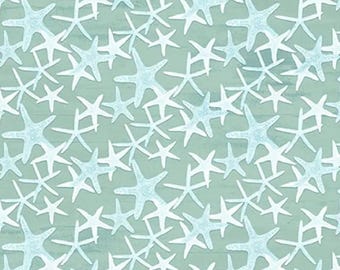 Susurros Marinos - Estrellas de Mar - Verde de P&B Textiles // 100% algodón // Tela para Acolchar // Tela Estrellas de Mar // Tela Bajo el Mar