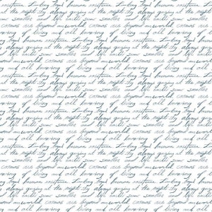White Script by Dear Stella Designs // 100% cotton // Quilting Fabric // Handwriting Fabric